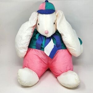 VINTAGE DEPT.56 PUFFALUMP NYLON BOY BUNNY PLUSH EASTER FESTIVE DECOR TOY 11”